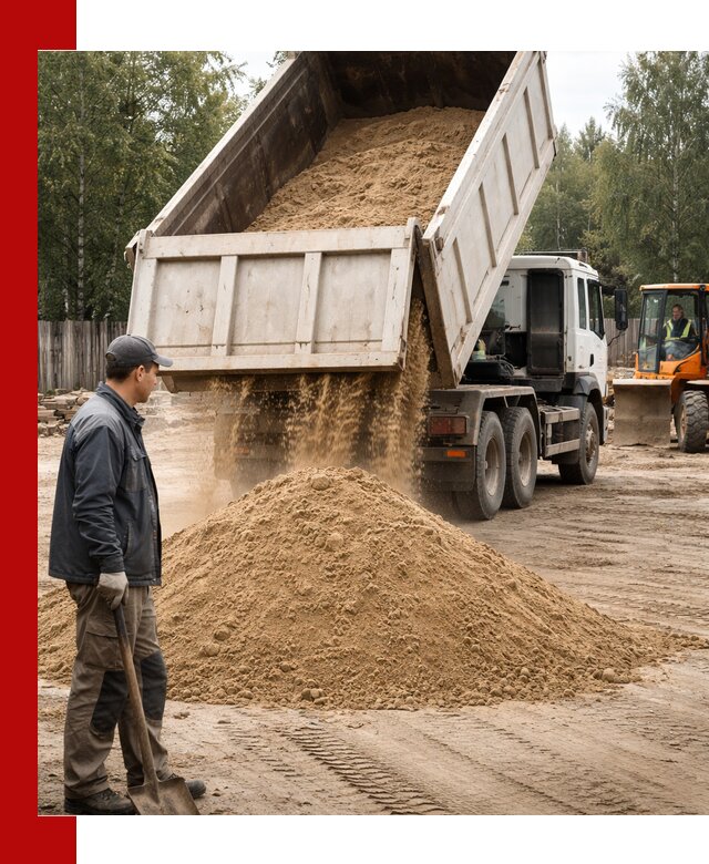 Доставка и продажа песка с разгрузкой в Пушкино