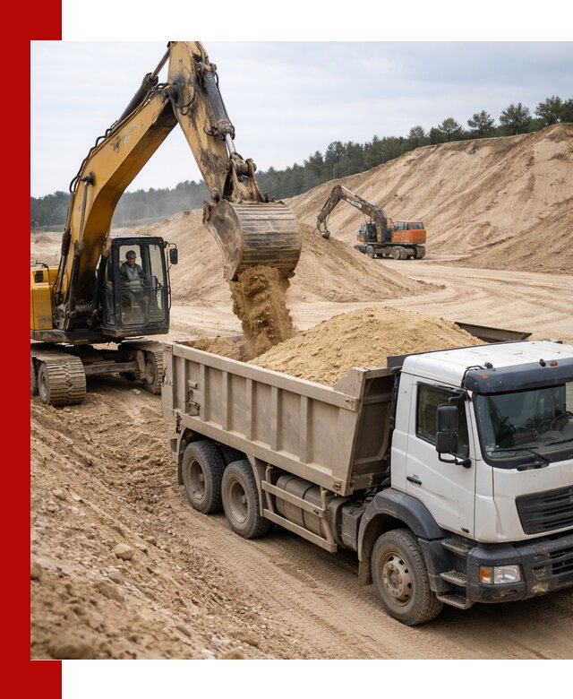 Доставка карьерного песка с самосвалами и разгрузкой в Пушкино