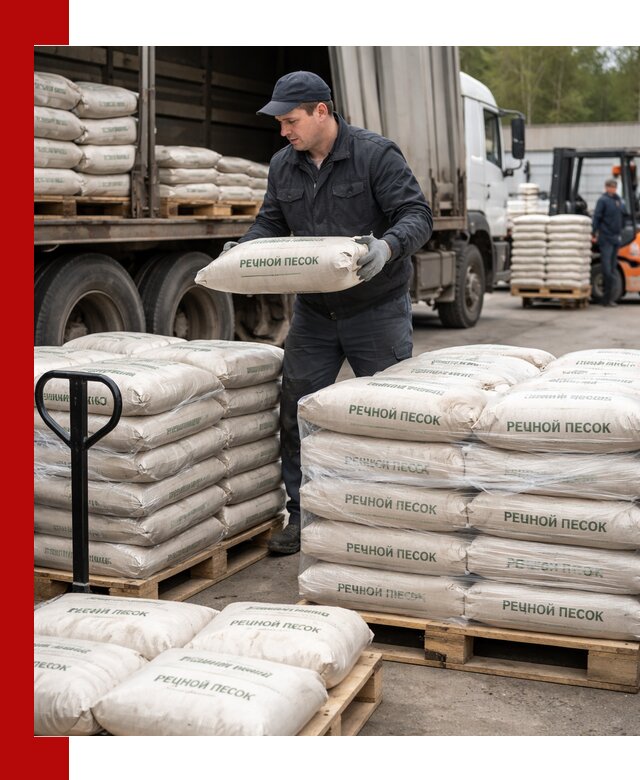 Речной песок в мешках с доставкой в Пушкино