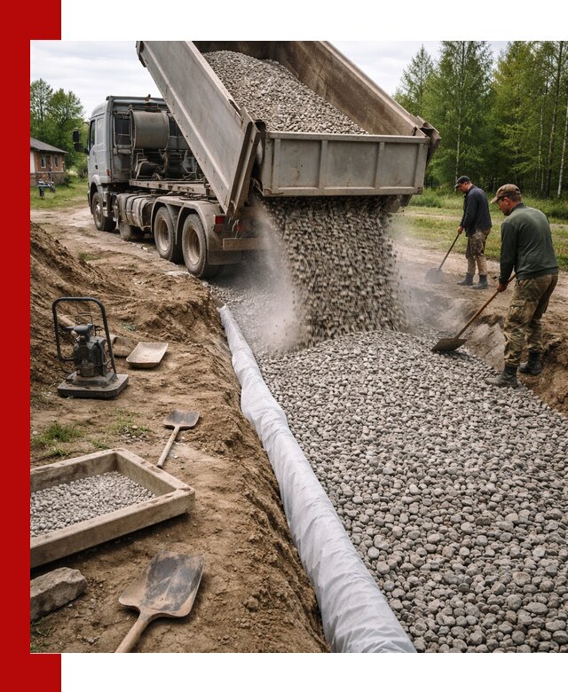 Гравий для дренажа с доставкой в Пушкино качественный и недорогой