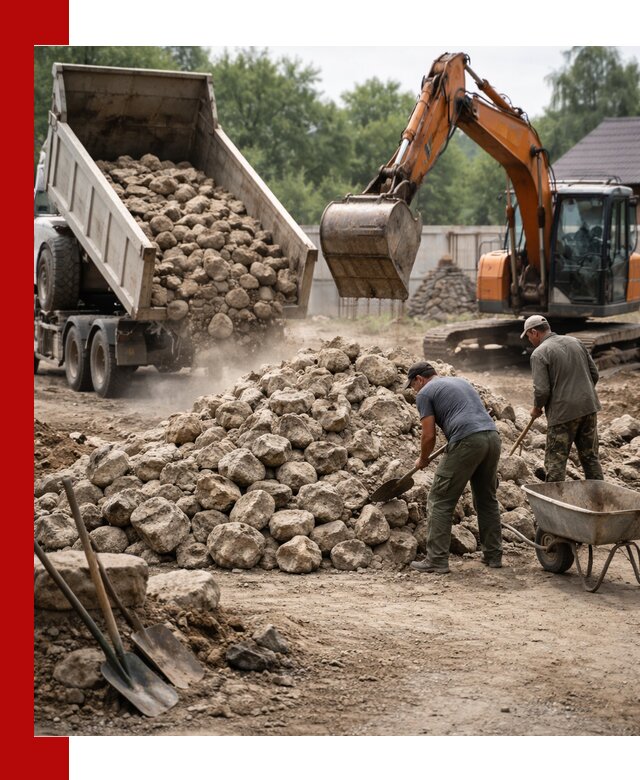 Доставка и разгрузка бутового камня в Пушкино