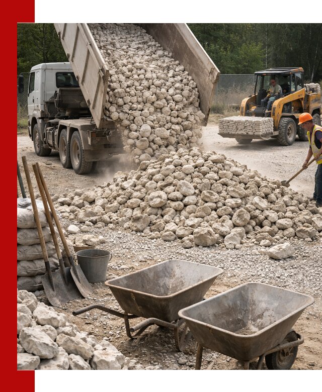 Доставка и продажа бутового известнякового камня в Пушкино