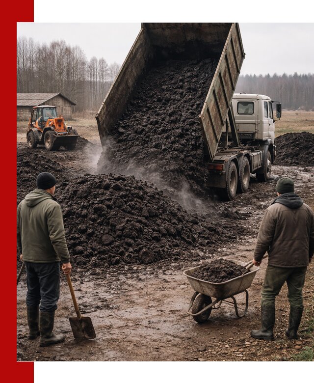 Доставка низинного торфа с разгрузкой и доставкой в Пушкино