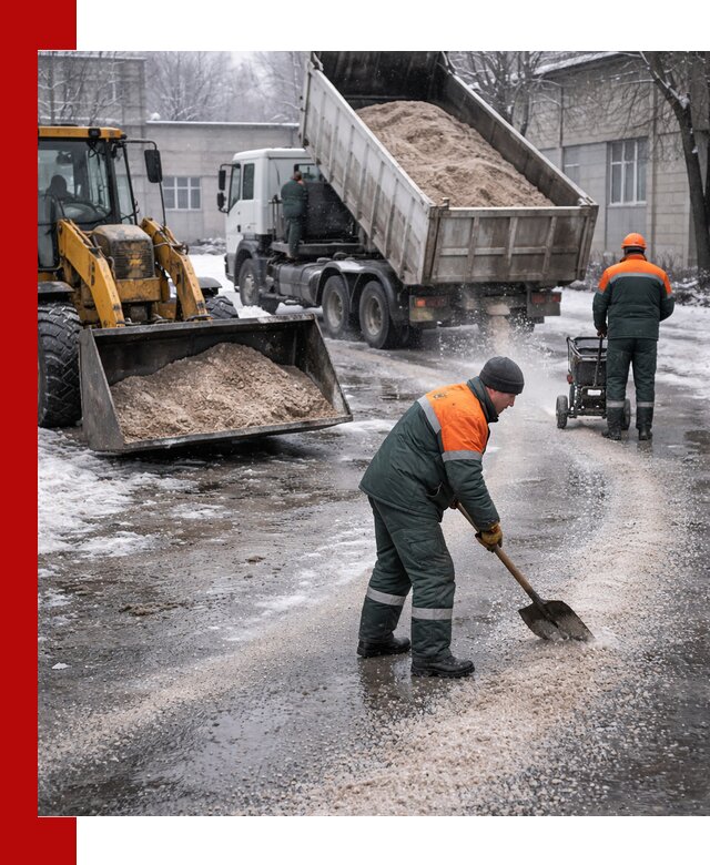 Реагент против гололеда с доставкой и нанесением в Пушкино