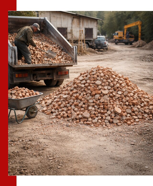 Доставка и подушка из боя кирпича с разгрузкой в Пушкино